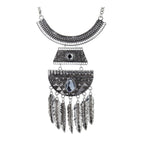 Leaf Oxidised German Silver Blue Crystal Statement Necklace Women Bulk
