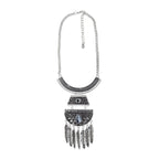 Leaf Oxidised German Silver Blue Crystal Statement Necklace Women Bulk