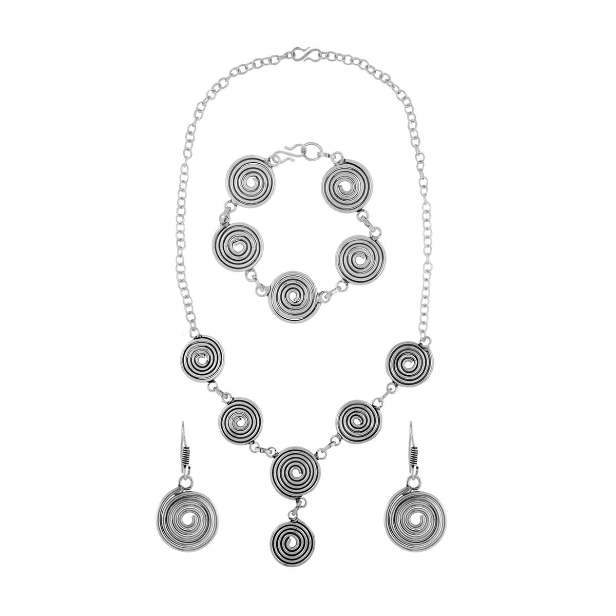 Oxidised Tribal Bohemian German Silver Necklace Earring Bracelet Set Secondary image
