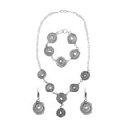 Oxidised Tribal Bohemian German Silver Necklace Earring Bracelet Set