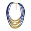 Italian Rings Multistrand 7 Layered Blue Nylon Gold Long Necklace Bulk