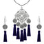 Tassel Dangle Flower Oxidised Tribal German Silver Pendant Earring