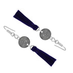 Tassel Dangle Flower Oxidised Tribal German Silver Pendant Earring