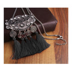 Tassel Dangle Filigree Oxidise Tribal German Silver Necklace Earring