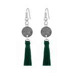 Tassel Dangle Flower Oxidised Tribal German Silver Pendant Earring
