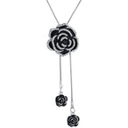 Rose Flower Black Silver Western Dress Party Sweater Necklace Bulk