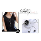 Rose Flower Black Silver Western Dress Party Sweater Necklace Bulk