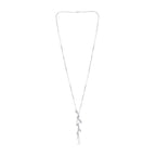 Leaf Plant Pearl Cz Silver Western Party Sweater Long Chain Necklace
