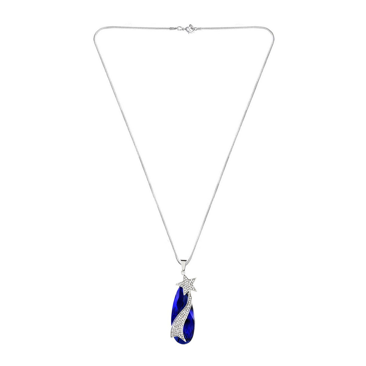 Sweater Star CZ Crystal Blue Party Long Necklace Pendant Chain Bulk