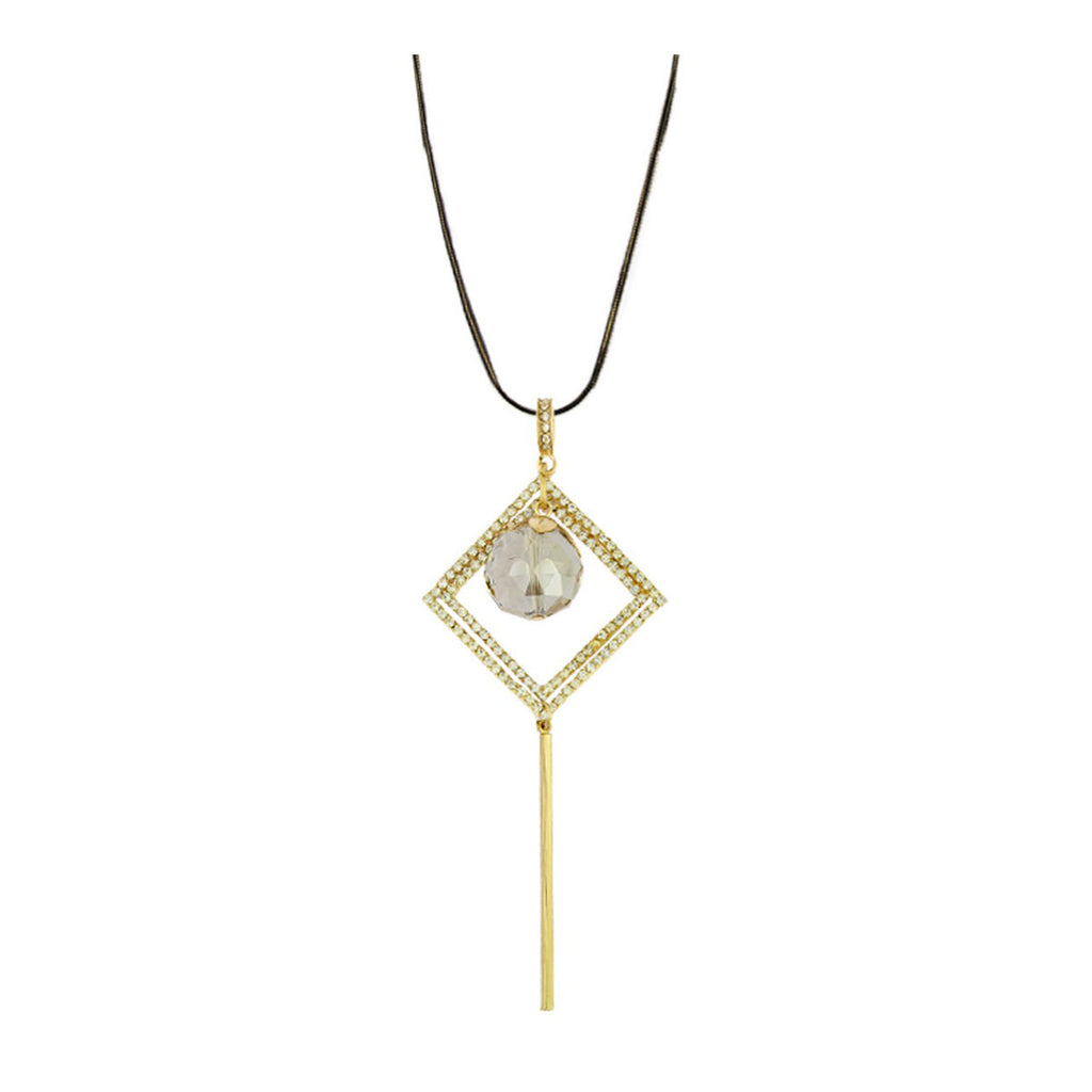 Hanging Cz Crystal Gold Western Party Sweater Long Chain Necklace