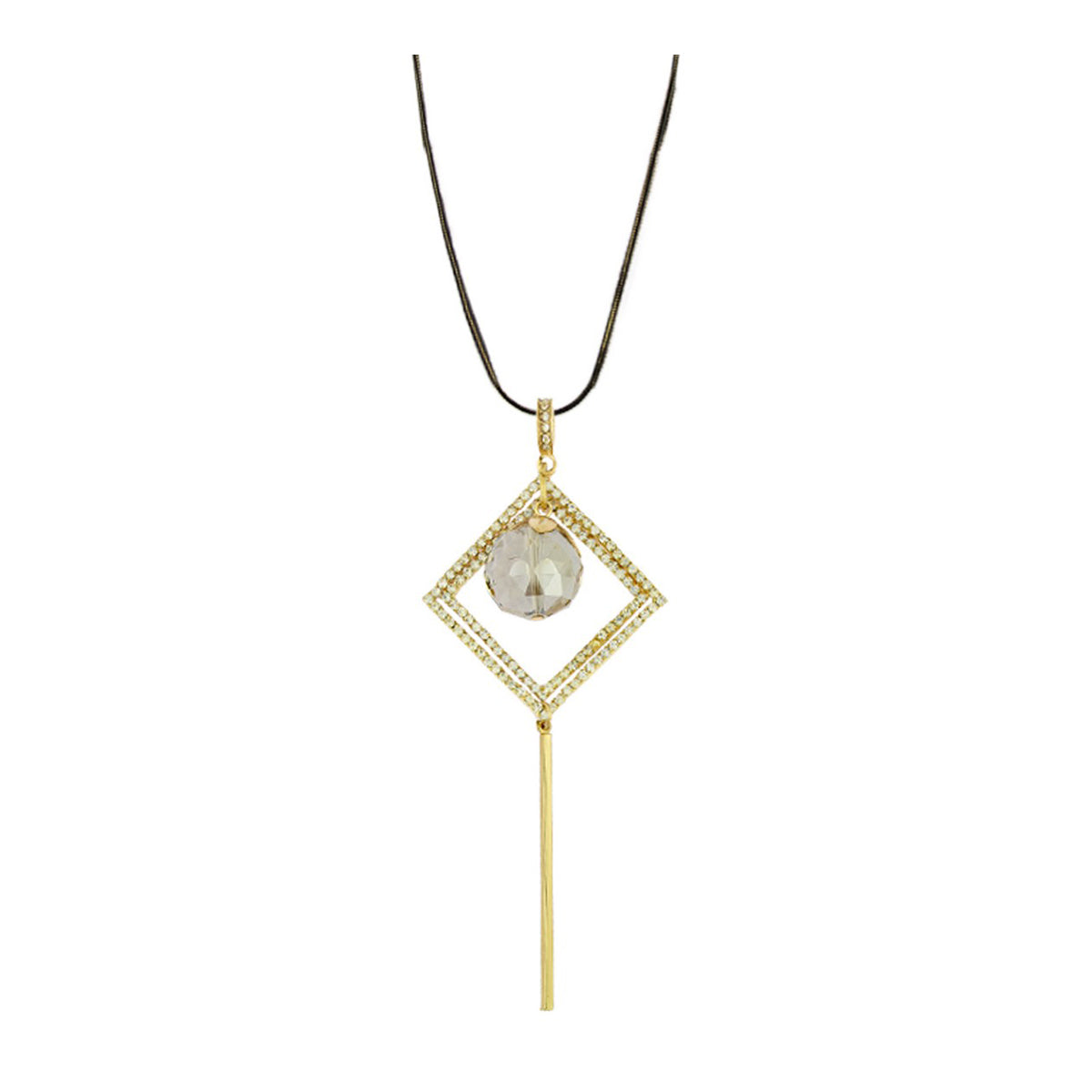Hanging Cz Crystal Gold Western Party Sweater Long Chain Necklace
