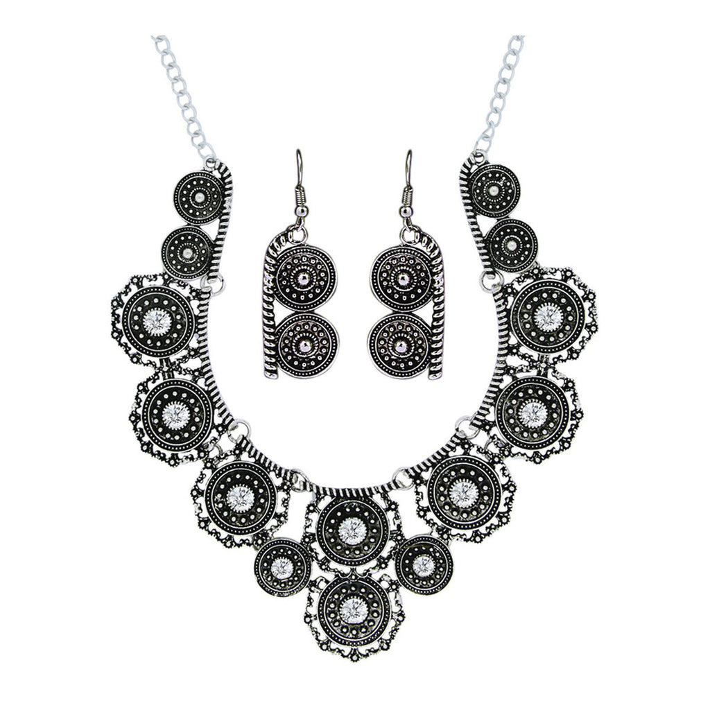 Oxidised Bohemian German Silver Diamond Choker Necklace Earring Bulk