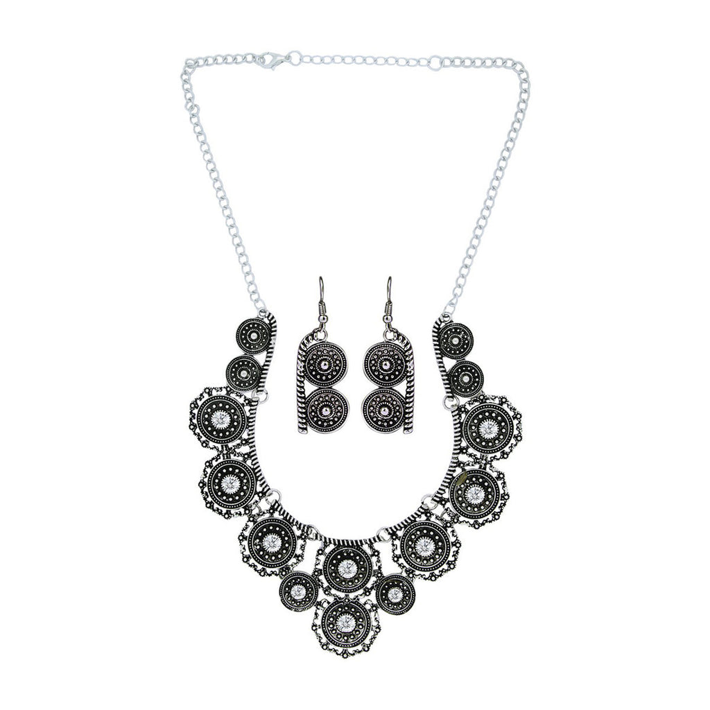 Oxidised Bohemian German Silver Diamond Choker Necklace Earring Bulk