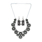 Oxidised Bohemian German Silver Diamond Choker Necklace Earring Bulk