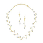 Pearl Link Chain Pearl 18K Gold Choker Necklace Earring Set Bulk