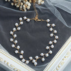 Pearl Link Chain Pearl 18K Gold Choker Necklace Earring Set Bulk