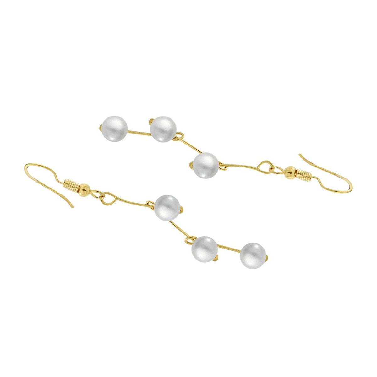 Pearl Link Chain Pearl 18K Gold Choker Necklace Earring Set Bulk