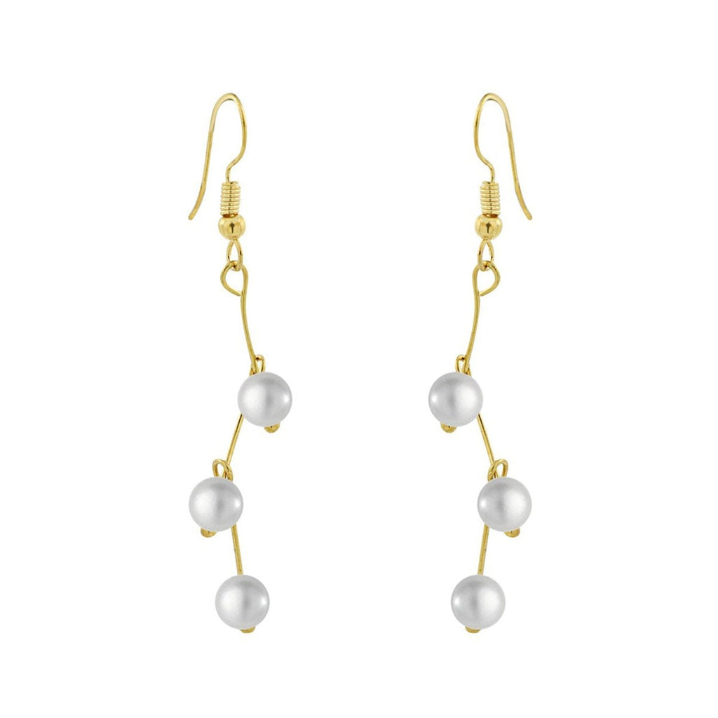 Pearl Link Chain Pearl 18K Gold Choker Necklace Earring Set Bulk