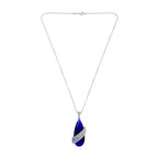 Italian Crystal American Diamond Blue Silver Sweater Necklace Bulk