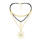 Triple Layer Charm Choker Collar Statement Black Gold Necklace Bulk