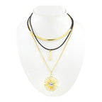 Triple Layer Charm Choker Collar Statement Black Gold Necklace Bulk