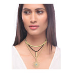 Triple Layer Charm Choker Collar Statement Black Gold Necklace Bulk