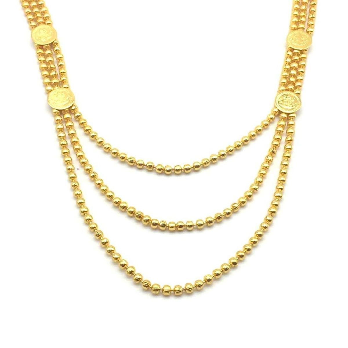Lakshmi Coin Temple 22K Gold Brass Ball Chain Necklace Chain Bulk
