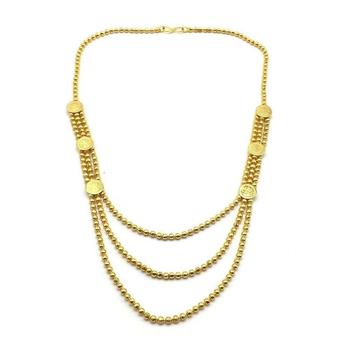 Lakshmi Coin Temple 22K Gold Brass Ball Chain Necklace Chain Bulk