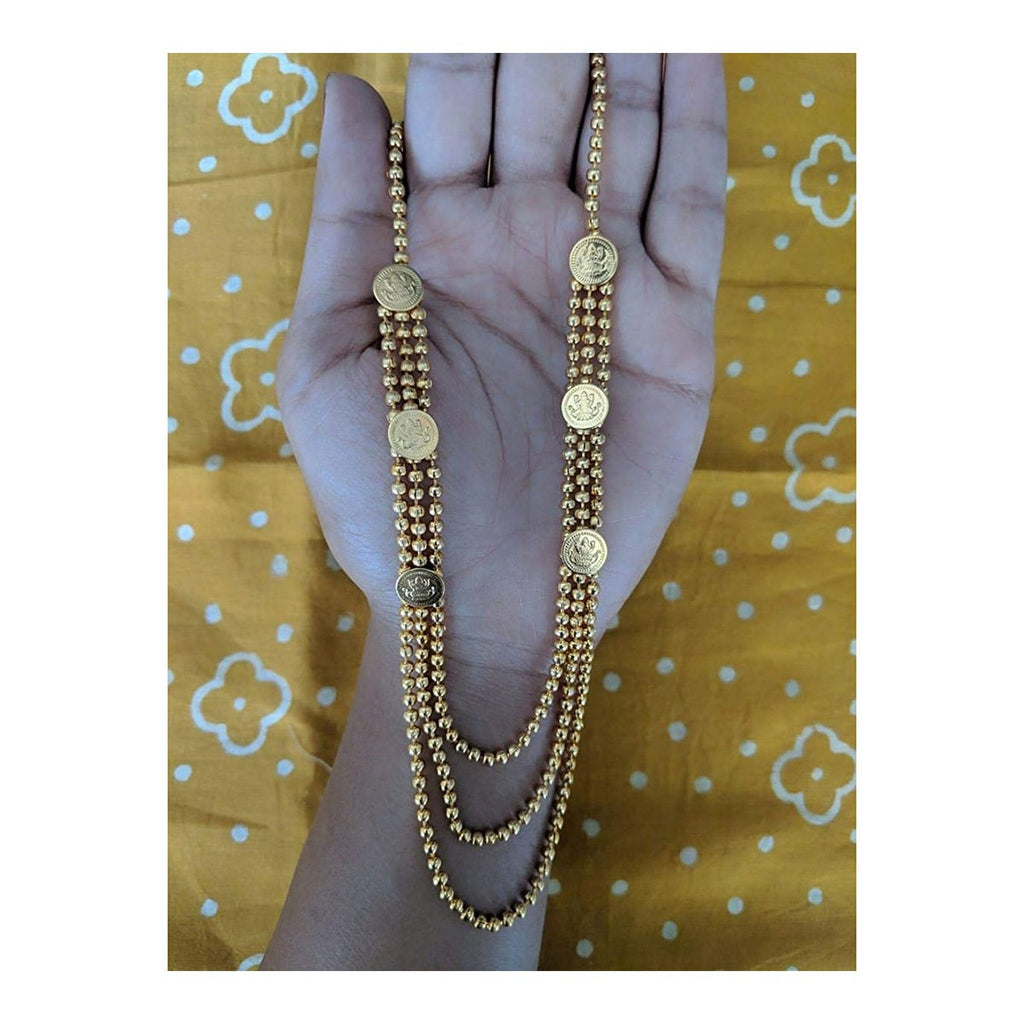 Lakshmi Coin Temple 22K Gold Brass Ball Chain Necklace Chain Bulk