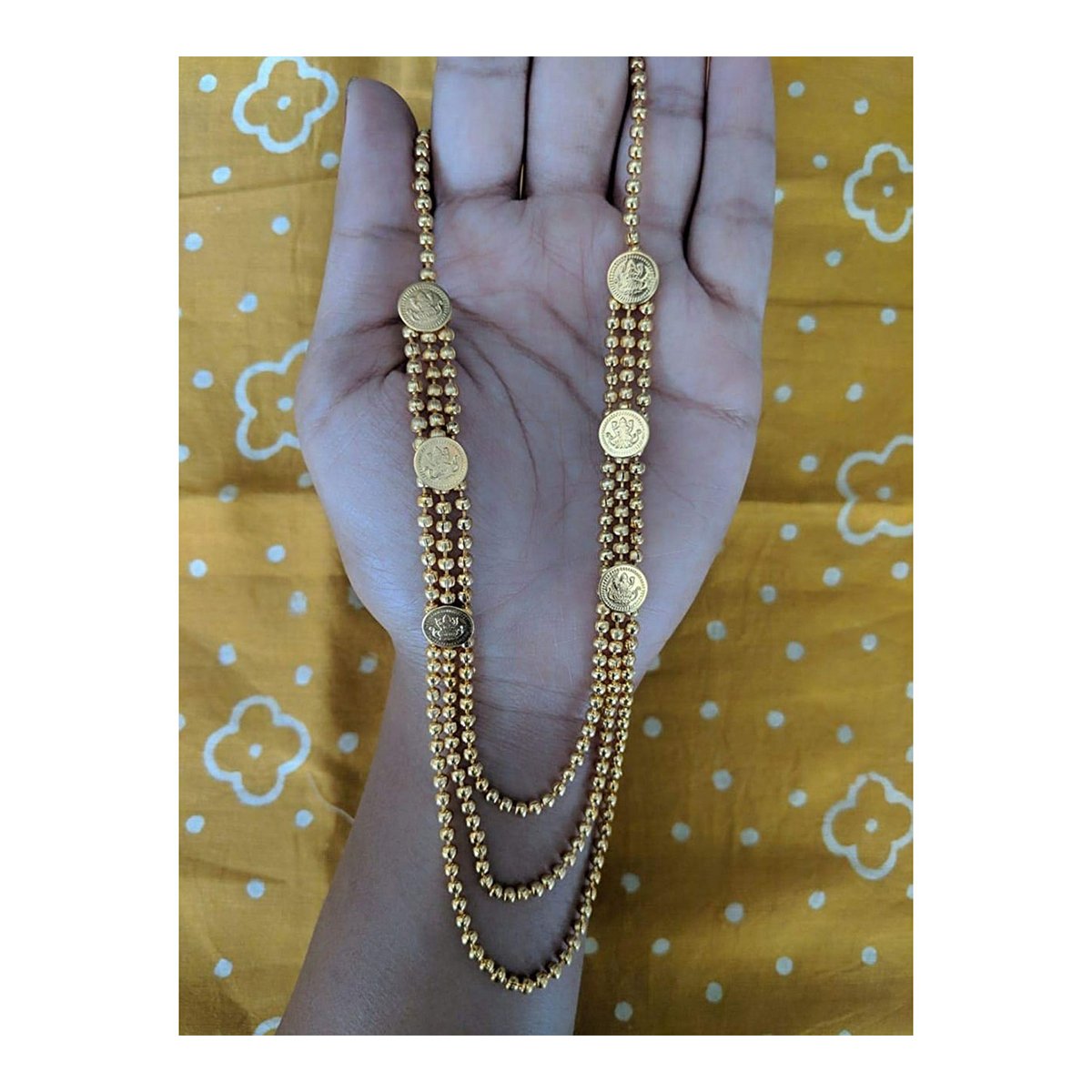 Lakshmi Coin Temple 22K Gold Brass Ball Chain Necklace Chain Bulk
