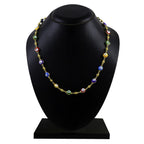 Turkish Multi Colour Evil Eye Gold Enamel Beads Necklace Chain Bulk