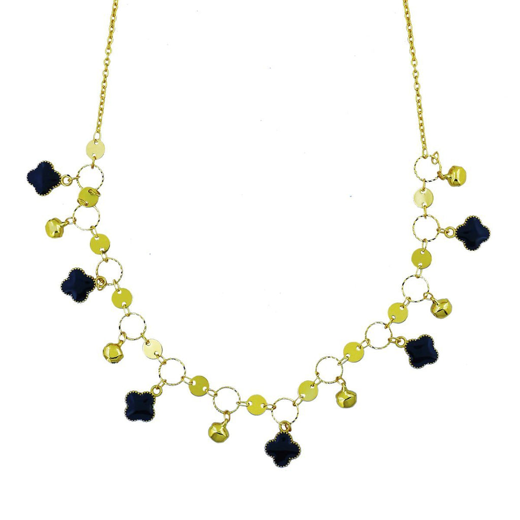 Delicate Black Charms 18K Gold Necklace Chain For Women Bulk