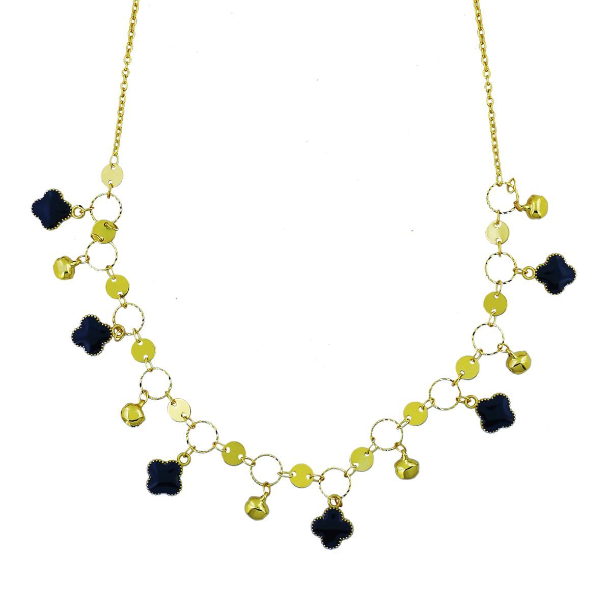Delicate Black Charms 18K Gold Necklace Chain For Women Bulk