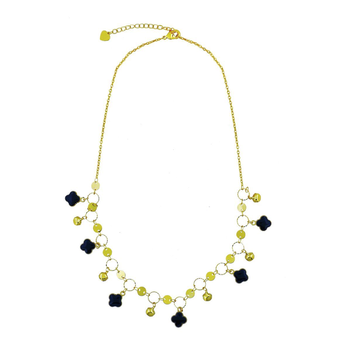 Delicate Black Charms 18K Gold Necklace Chain For Women Bulk