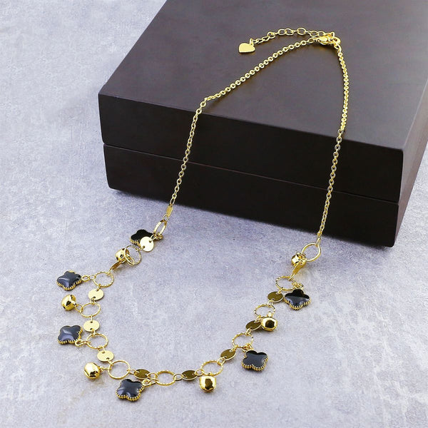 Delicate Black Charms 18K Gold Necklace Chain For Women Bulk Main image