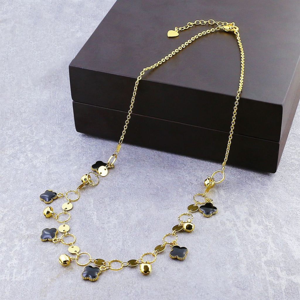 Delicate Black Charms 18K Gold Necklace Chain For Women Bulk