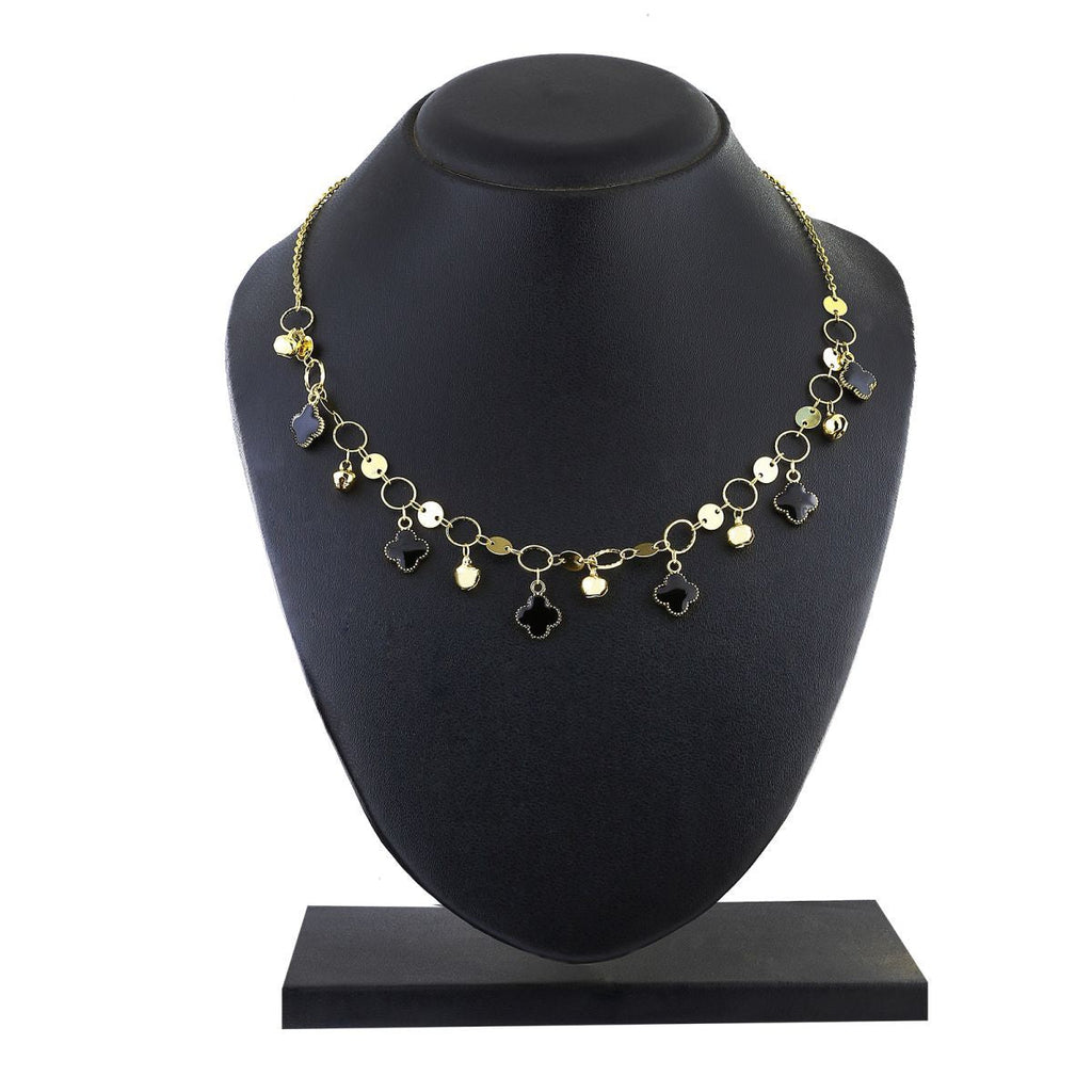 Delicate Black Charms 18K Gold Necklace Chain For Women Bulk