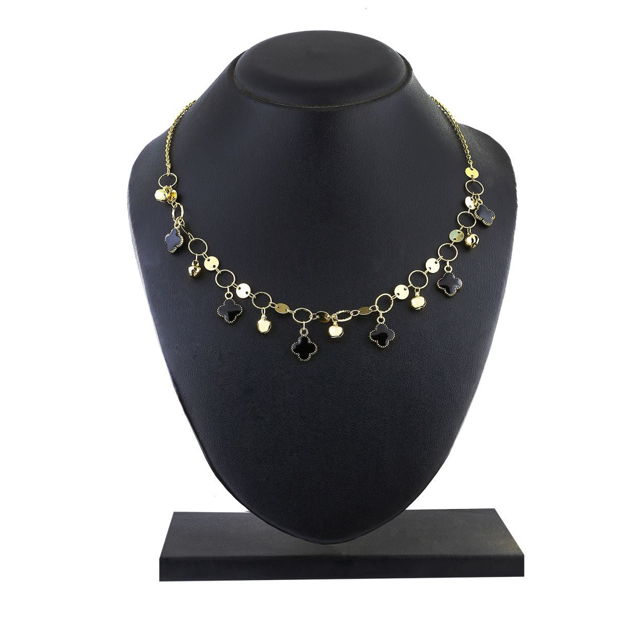 Delicate Black Charms 18K Gold Necklace Chain For Women Bulk