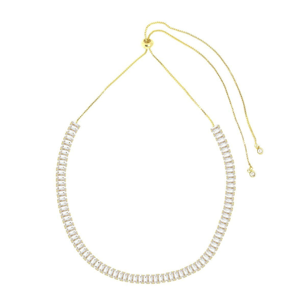 White 18K Gold Crystal Choker Adjustable Necklace Chain Women Bulk