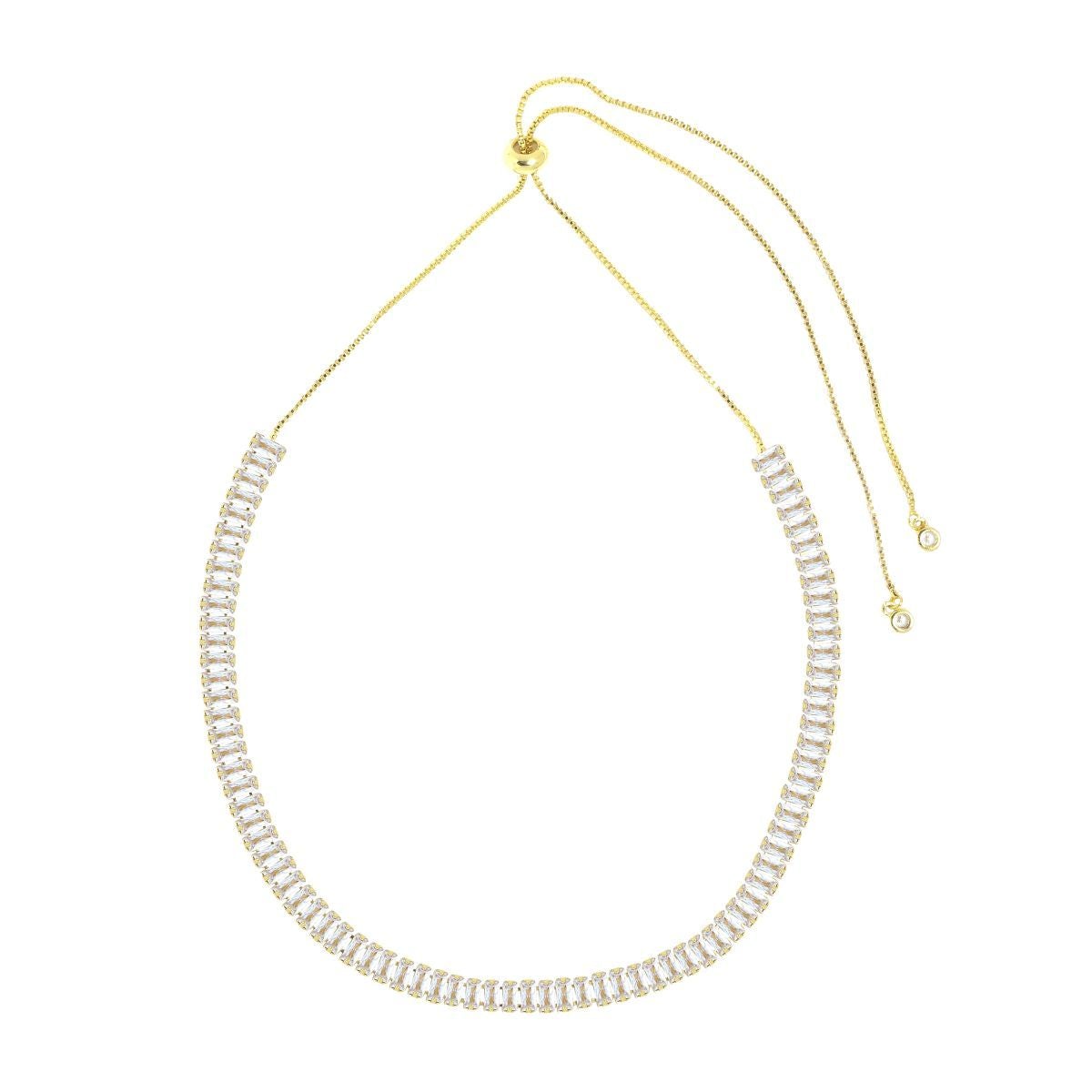 White 18K Gold Crystal Choker Adjustable Necklace Chain Women Bulk
