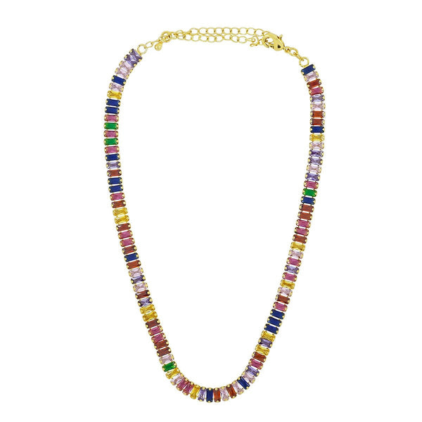 Rainbow Multicolour Gold Crystal Choker Adjustable Necklace Chain Bulk Main image