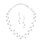 Pearl Link Chain Pearl Silver Plated Brass Choker Necklace Earring Set Girls Women