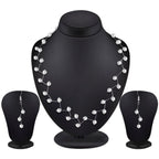 Pearl Link Chain Pearl Silver Plated Brass Choker Necklace Earring Set Girls Women