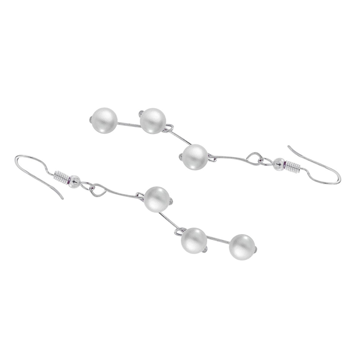 Pearl Link Chain Pearl Silver Plated Brass Choker Necklace Earring Set Girls Women
