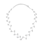 Pearl Link Chain Pearl Silver Plated Brass Choker Necklace Earring Set Girls Women
