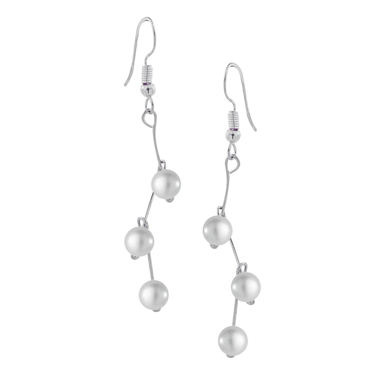 Pearl Link Chain Pearl Silver Plated Brass Choker Necklace Earring Set Girls Women