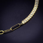 Gold Baguette Choker Cubic Zirconia Chain For Women Bulk
