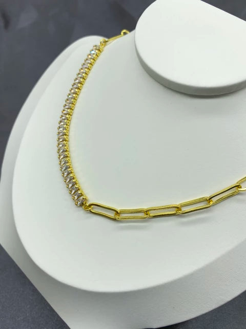 Gold Baguette Choker Cubic Zirconia Chain For Women Bulk