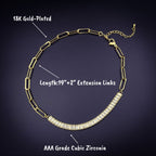 Gold Baguette Choker Cubic Zirconia Chain For Women Bulk