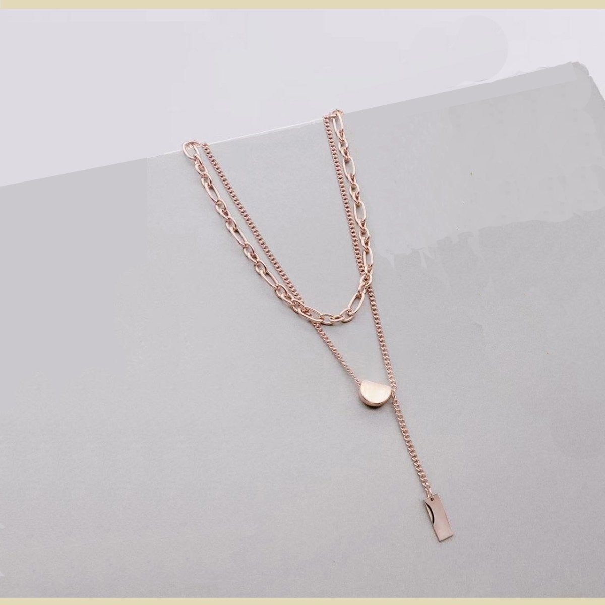 Rose Gold Multi Layered Stunning Stainless Steel Necklace Chain Bulk